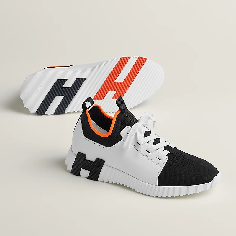 爱马仕HERMES 男鞋 Depart sneaker针织和小牛皮运动鞋，浅色鞋底打造现代运动外观